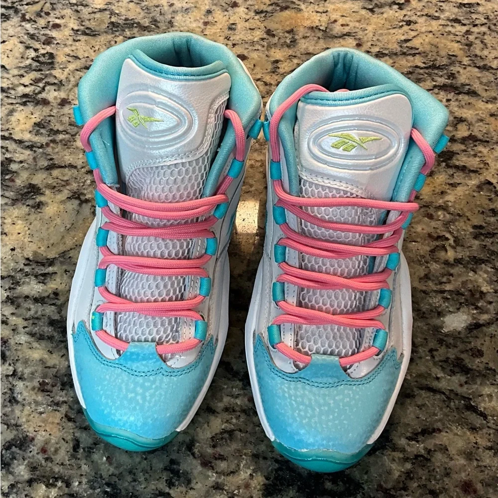 Reebok Question Mid 'Lemon Zest' Size 4.5 Girls - Picture 4 of 7